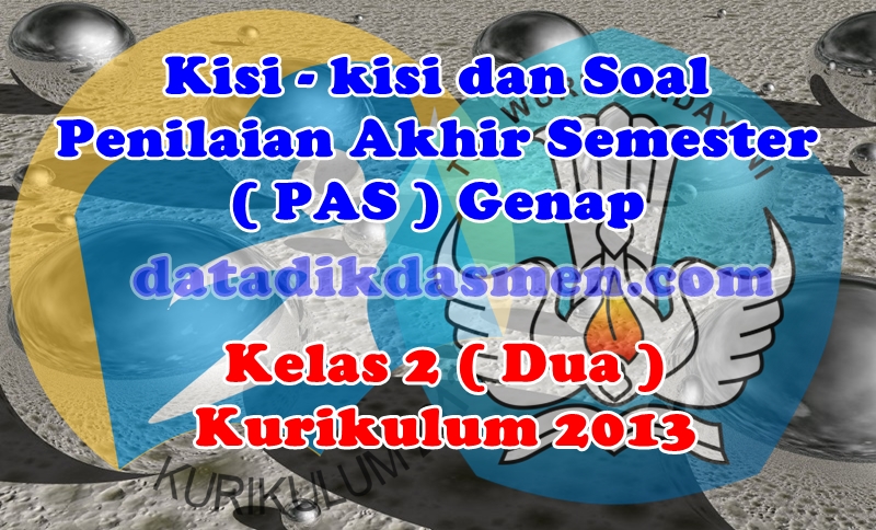 Soal PAS / UKK Kelas 2 Semester 2 Kurikulum 2013 - INFODIKDASMEN