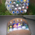 Make an ottoman by recycling plastic bottles