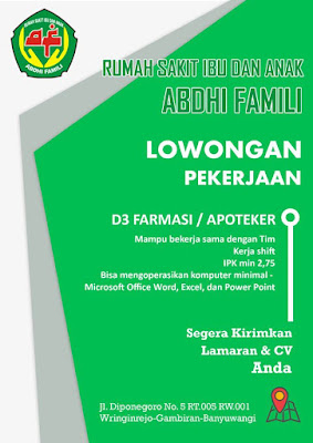 Lowongan Kerja Banyuwangi RSIA. Abdi Famili (2 Posisi)