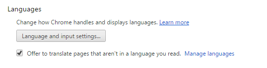 Chrome Language Options