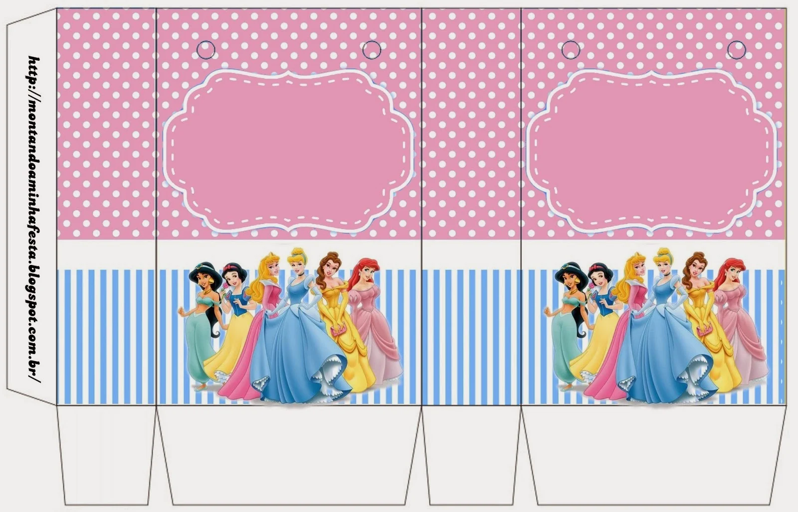 Disney Princess in Pink and Light Blue, Free Printable Box.