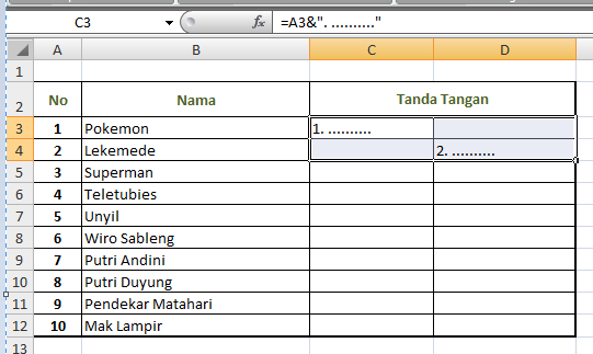 Cara Cepat Membuat Daftar Hadir Menggunakan Rumus 