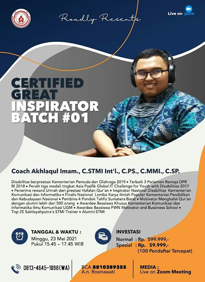 Gelar Non Akademik Certified Great Inspirator