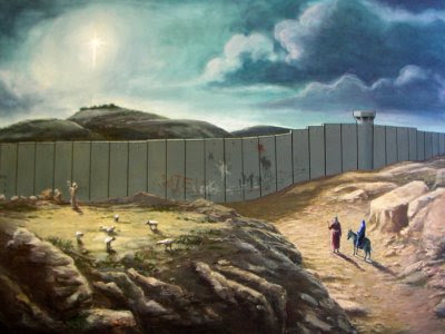 Josef og Maria på vej mod Bethlehem (Banksy)