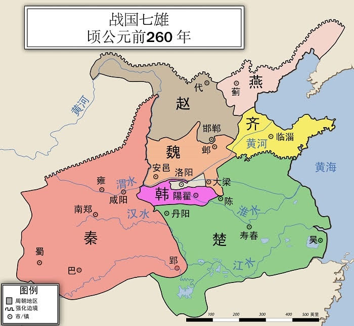 秦の国と周辺国（趙、斉、楚など）中国ドラマ コウラン伝の物語の舞台