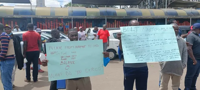 Digital Taxi applications drivers protest on the street on strike ove high commissions