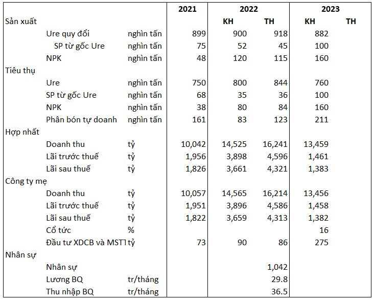 Cơ cấu doanh thu DCM từ 2021 - 2023