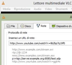 aprire flussi di rete con VLC