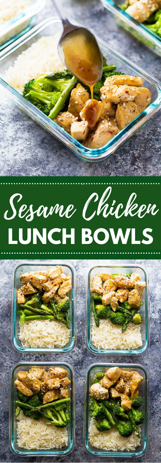 Honey Sesame Chicken Lunch Bowls #Lunch #LunchBowls