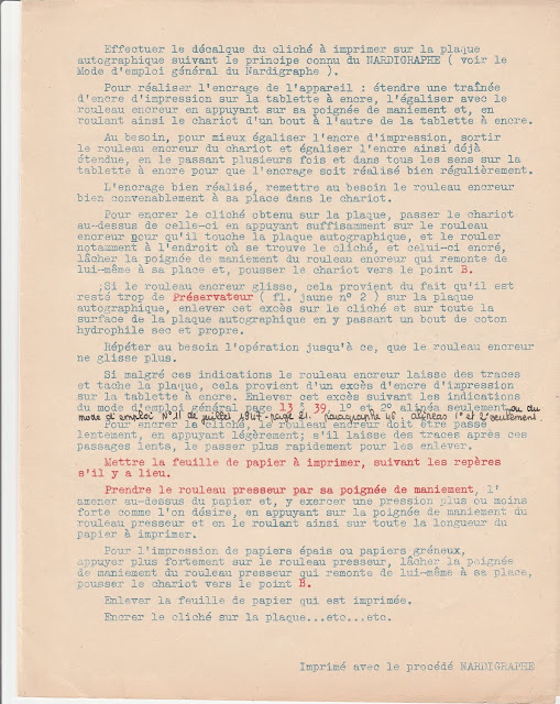 Mode d’emploi supplémentaire du NARDIGRAPHE SEMI-AUTOMATIQUE, page 3 (collection musée)