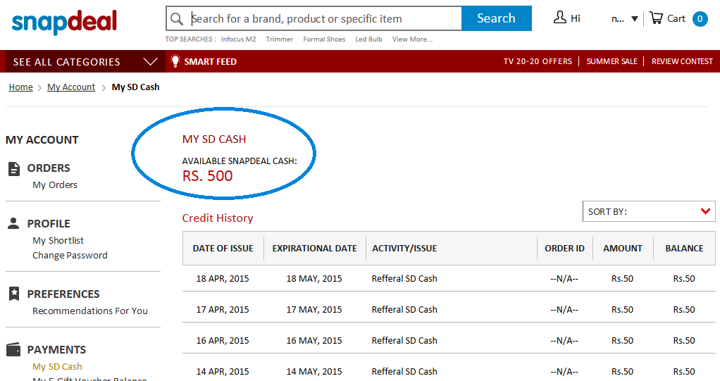 Snapdeal Appshare Offer Rs.500 earning proof nkworld4u.blogspot.in