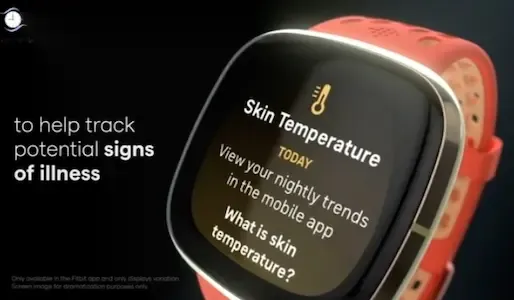Side view of Fitbit Sense smartwatch