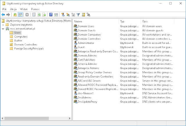 Użytkownicy i komputery usługi Active Directory