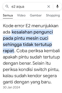 error E2 mesin cuci aqua