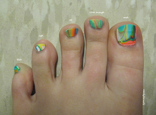 Water Marble Pedicure Nail Fail