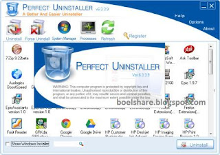 Secreenshot Perfect Uninstaller 6.3.3.9 Full Version + Serial Number/Key Terbaru