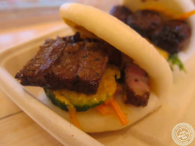 image of beef tri-tips in bun at Bambootori, Japanese Yakitori in NYC, New York