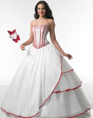 Timeless red and white wedding dresses