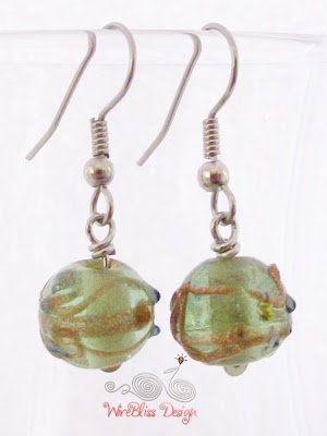 Large glass dangle earrings by WireBliss - glass beads