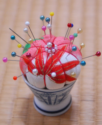 kimono fabric pincushion