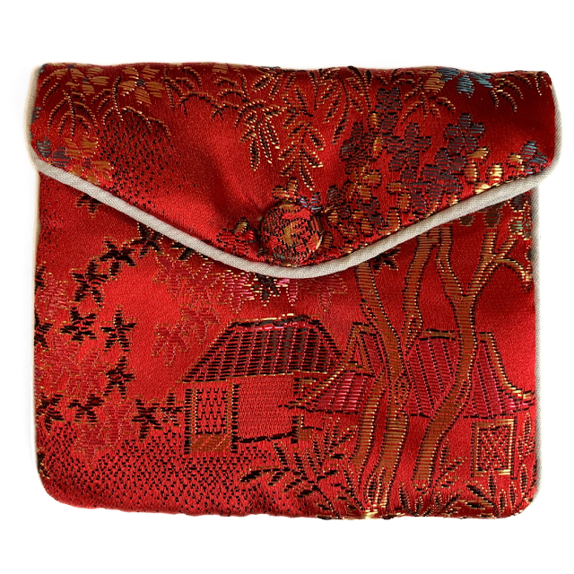 Chinese Silk Brocade Zipper Bag, Brocade Silk Purse