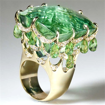 Nhẫn vàng Beryl Peridot Diamond