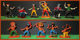 30mm Figures; Nigrin; Cowboy Horses; Cowboys; Cowboys & Indians; Cowboys and Indians; Female With Papoose; Foot Indians; Hong Kong; Jean Höffler; Jean Originals; Made In Germany; De Gruyter; Mounted Natives; Small Scale World; smallscaleworld.blogspot.com; Stage Coach; Swoppet; Eri; Wagon Horse; Wild West; Wundertüten; Reindorf; Marx; Korona