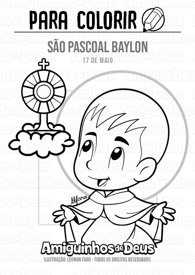 São Pascoal Baylon desenho para colorir