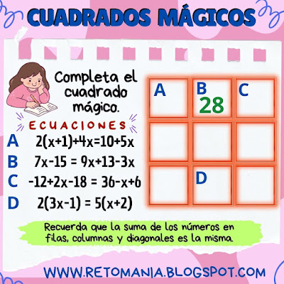 Desafíos matemáticos, Retos matemáticos, Problemas matemáticos, Problemas de lógica, Problemas de Ingenio matemático, Cuadrados mágicos, Suma mágica, Pasatiempos matemáticos, Juego en el aula