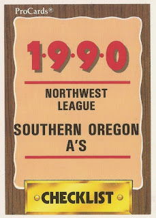 Southern Oregon Athletics 1990 Checklist card