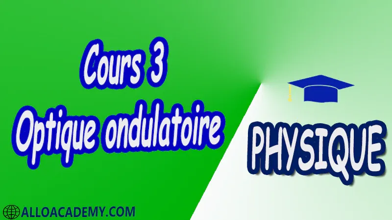 Cours 3 Optique ondulatoire pdf Introduction à l’optique physique Rappels d’optique géométrique Généralités sur les ondes électromagnétiques  Interférences de deux ondes lumineuses Interférences à deux ondes en lumière monochromatique Interféromètre de Michelson Interférences à deux ondes en lumière polychromatique  Systèmes interférentiels Diffraction Diffraction par des fentes Interférences à N ondes cohérentes – Réseaux Polarisation Polarisation de la lumière