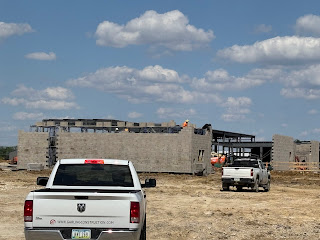 partially constructed building that will serve as the Westside library in Cedar Rapids