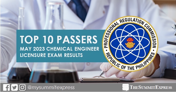 RESULT: May 2023 Chemical Engineering board exam top 10 passers