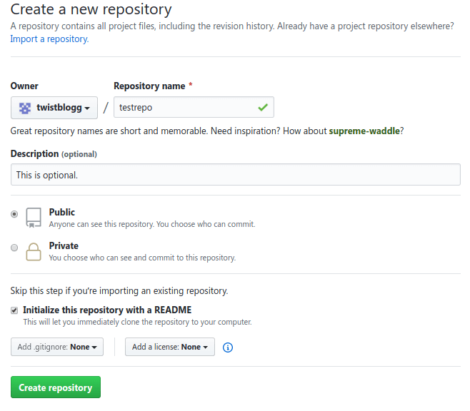 Creating a repository in Github to host files