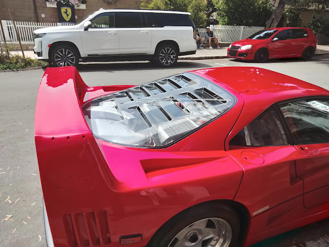 1990s Ferrari F40 parked on the street in Carmel.