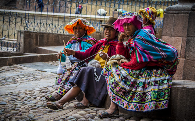 Peruvian indigenous sitting, Cusco, Peru