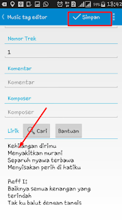 cara menambahkan sebuah lirik pada sebuah lagu melalui android