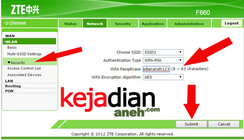 Cara Setting Password Wifi IndiHome Gpon ZTE ZXA 10 F660 ~ Rafi ichsanul iqbal expreciance