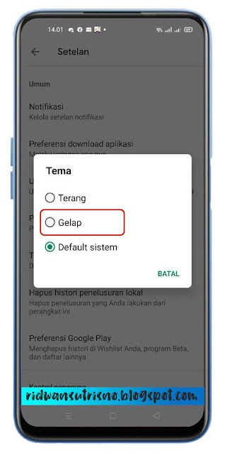 Tema Play Store Mode Gelap