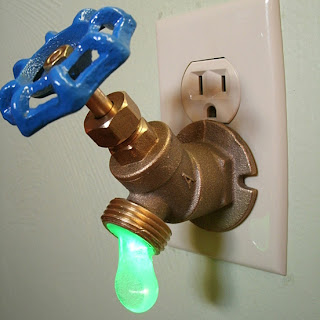 LED hijau Faucet Valve Night Light
