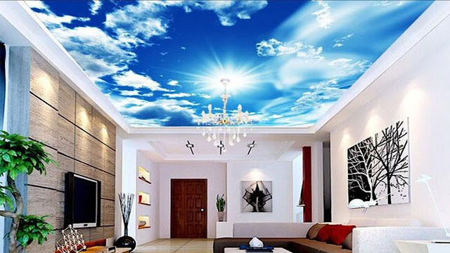 Modern living room 3d false ceiling image