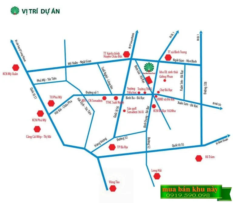 Vị trí dự án Châu Đức Green Pearl trên bản đồ