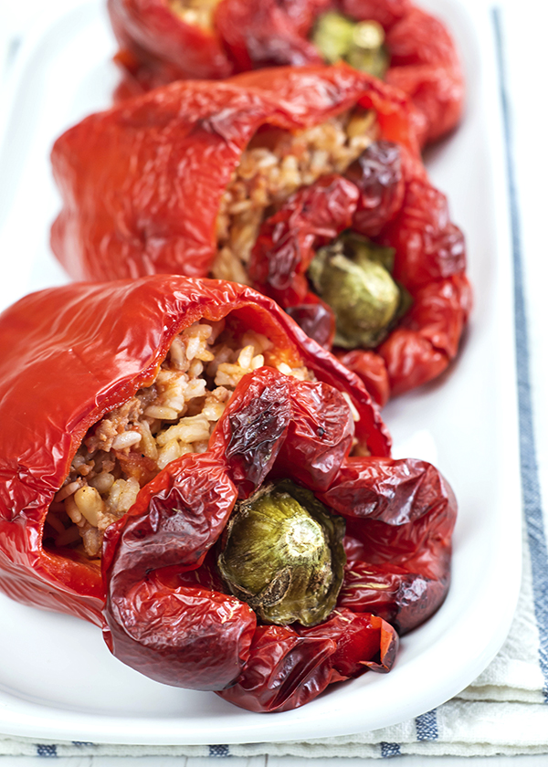 Pimientos rellenos de arroz