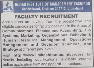 IIM Kashipur Recruitment 2023 for Faculty Posts