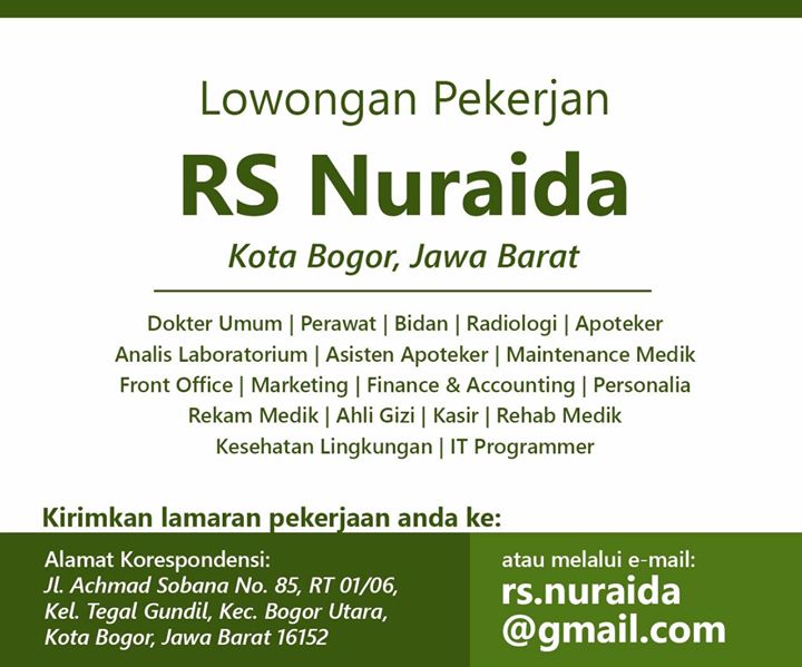 Lowongan Kerja Medis Terbaru di RS Nuraida Kota Bogor