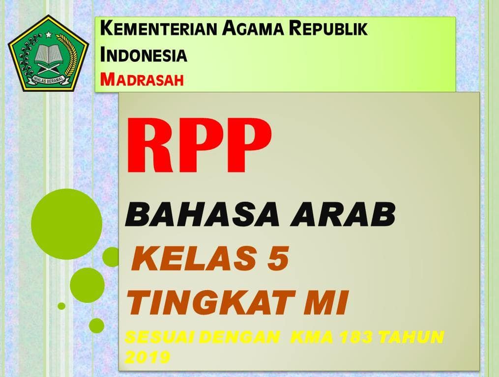 Download RPP Bahasa Arab Kelas 5 Sesuai KMA 183 Tahun 2019