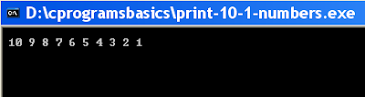 c-program-print-10-1-numbers-output