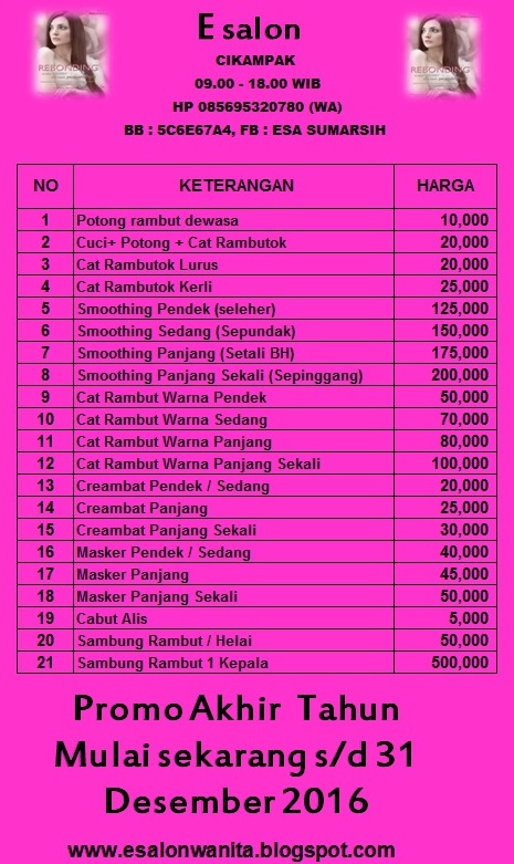 Esa Salon  ESALON Salon  Khusus Wanita Bogor Daftar  