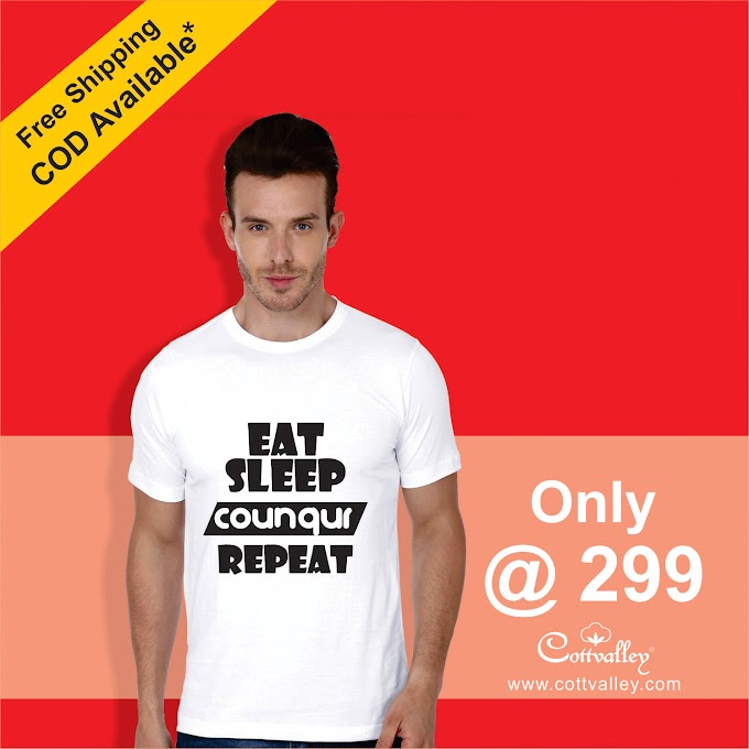 Eat Sleep Conquer Repeat Black Men’s Round Neck T-shirt By Cottvalley