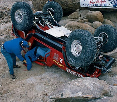 crazy jeeps. we saw a Jeep flip over.